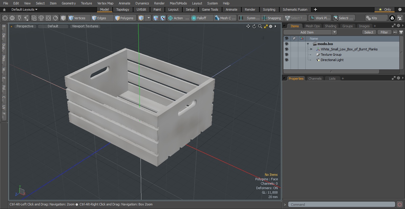 3D model White Small Low Box of Burnt Planks