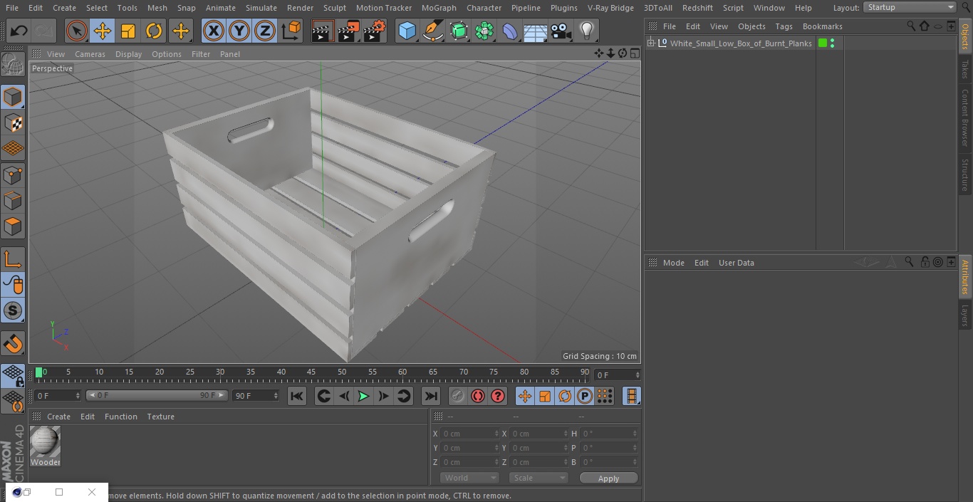 3D model White Small Low Box of Burnt Planks