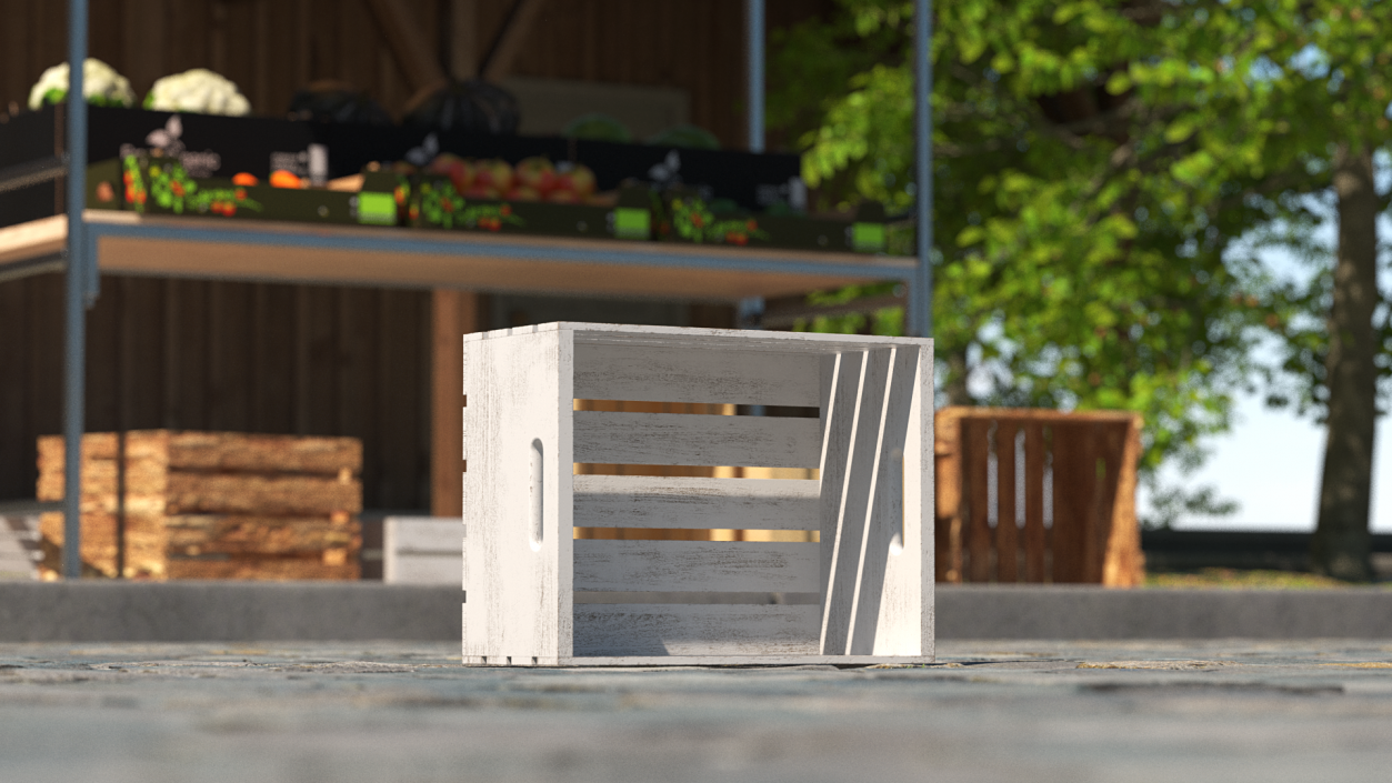 3D model White Small Low Box of Burnt Planks