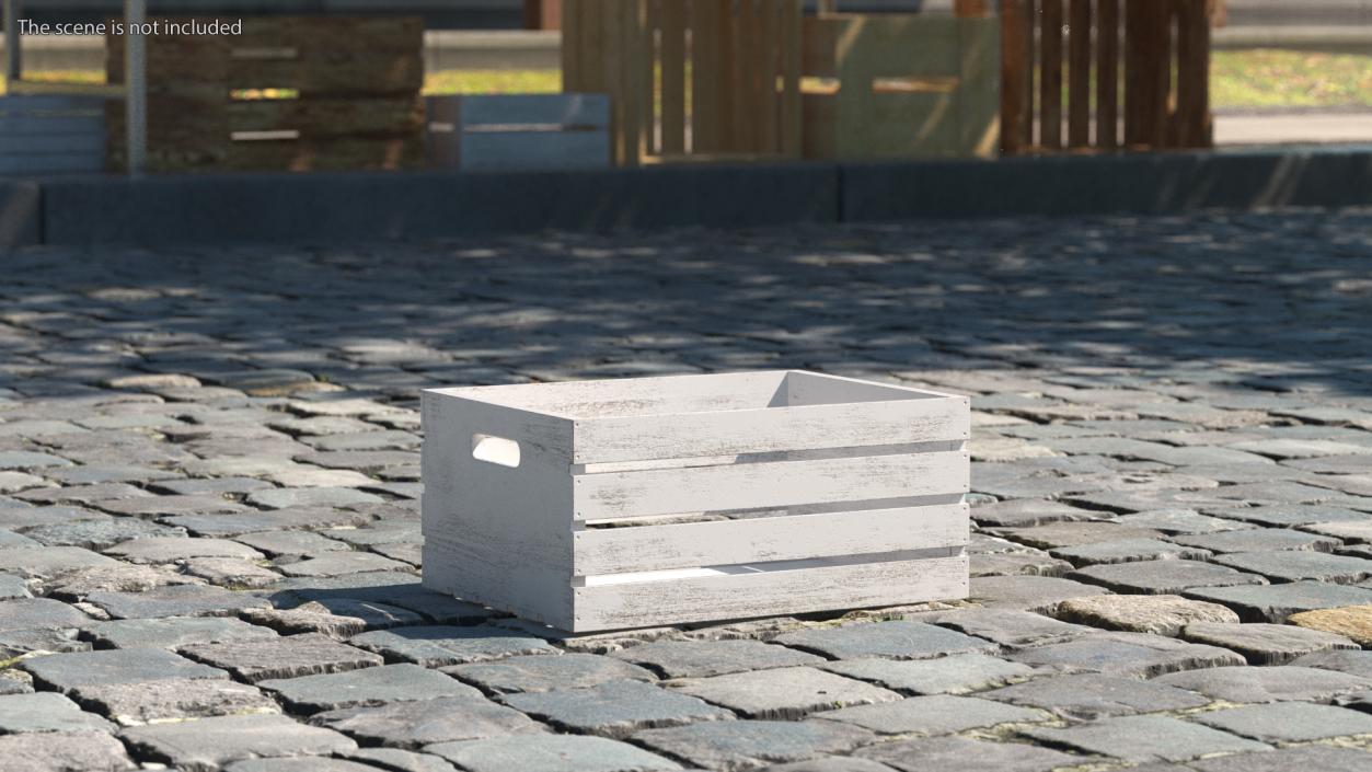 3D model White Small Low Box of Burnt Planks