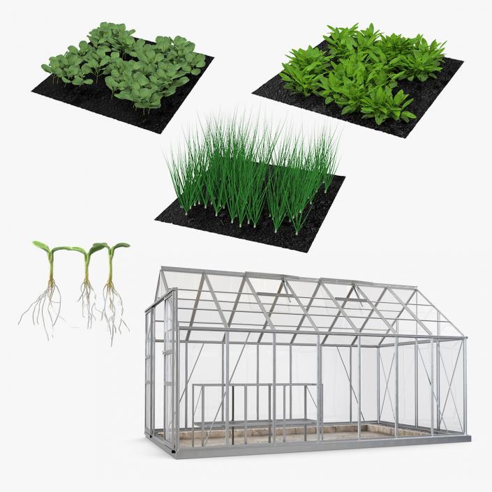 3D Garden Greenhouse with Grows Collection 2