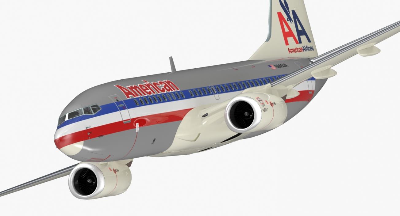 3D Boeing 737-700 with Interior American Airlines Rigged model