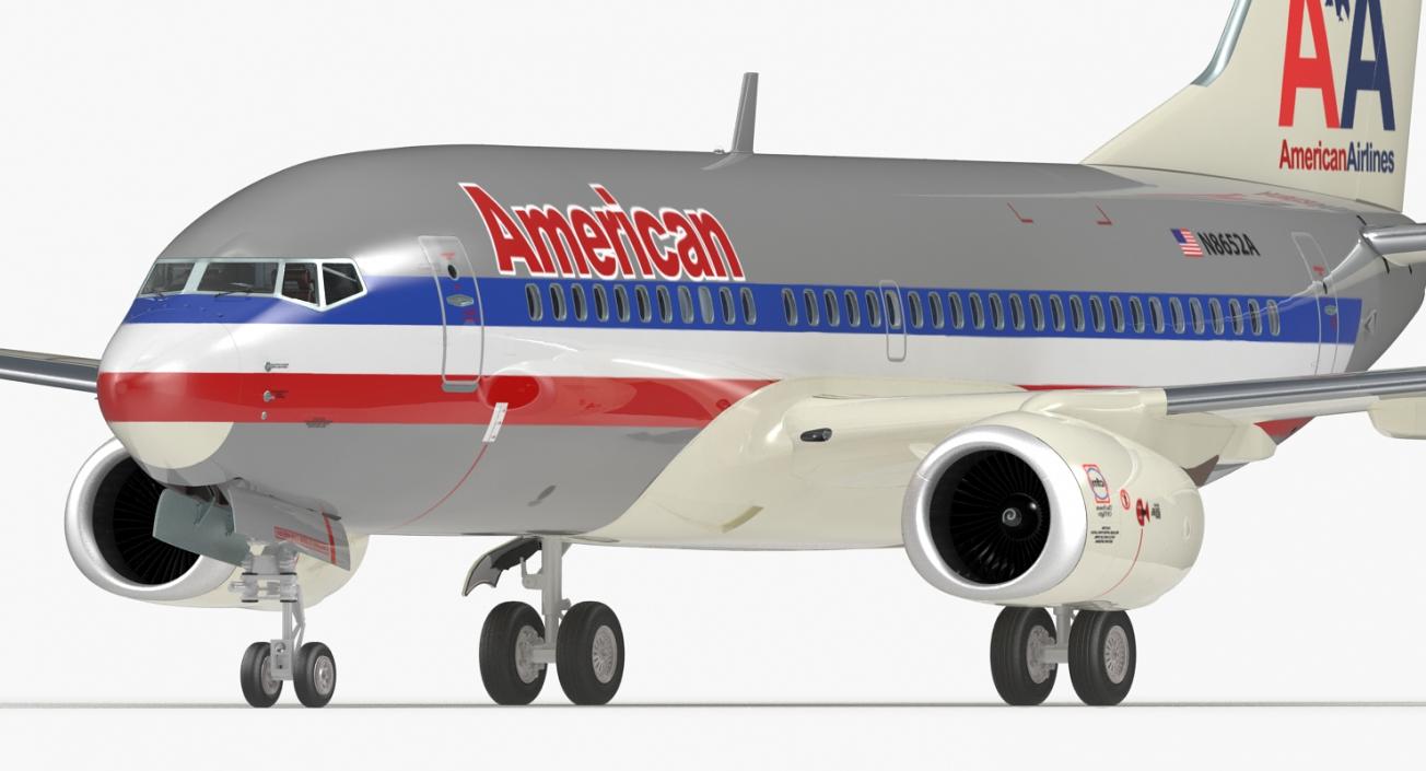 3D Boeing 737-700 with Interior American Airlines Rigged model