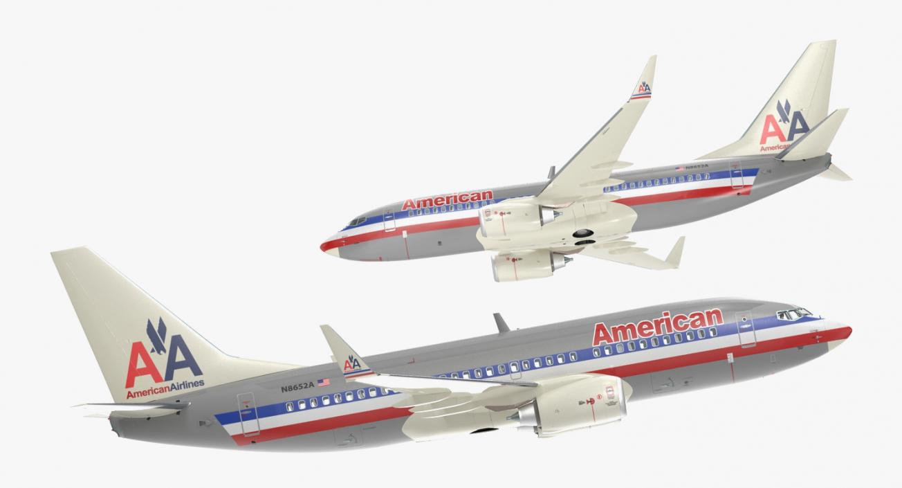 3D Boeing 737-700 with Interior American Airlines Rigged model