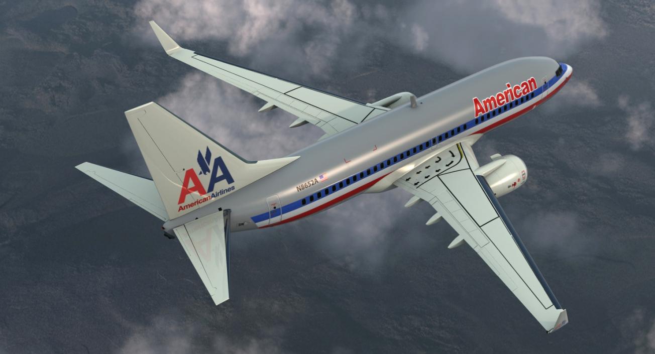 3D Boeing 737-700 with Interior American Airlines Rigged model