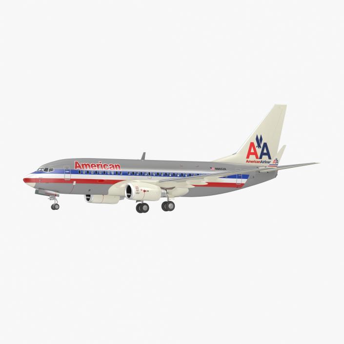 3D Boeing 737-700 with Interior American Airlines Rigged model