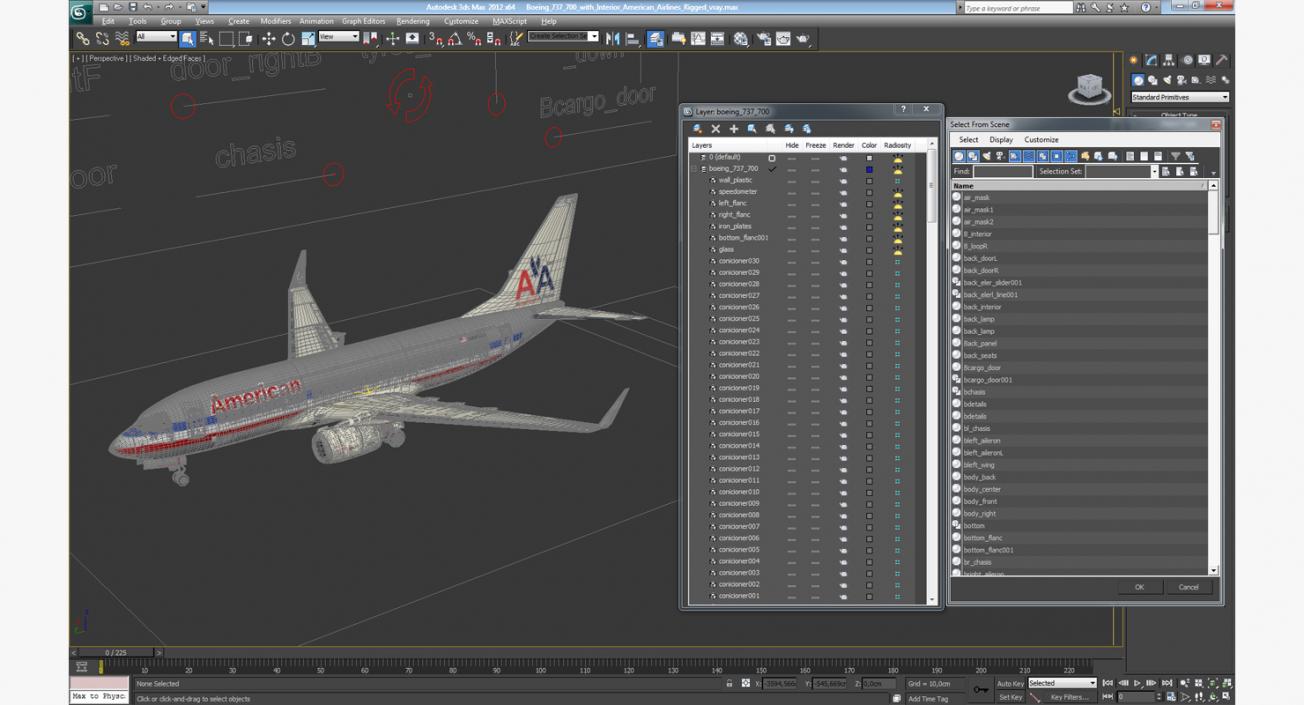 3D Boeing 737-700 with Interior American Airlines Rigged model