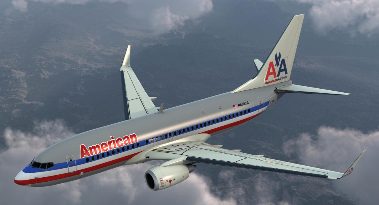 3D Boeing 737-700 with Interior American Airlines Rigged model