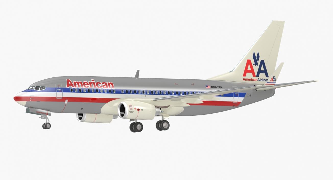 3D Boeing 737-700 with Interior American Airlines Rigged model