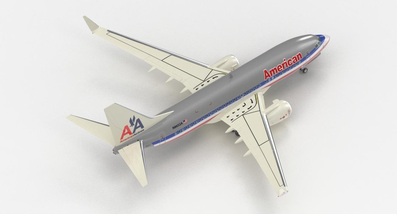 3D Boeing 737-700 with Interior American Airlines Rigged model