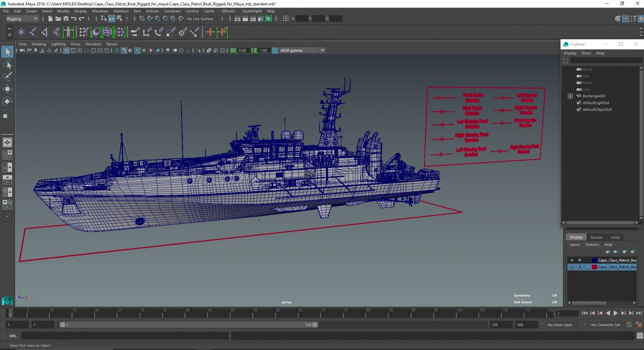 3D Cape Class Patrol Boat Rigged for Maya model