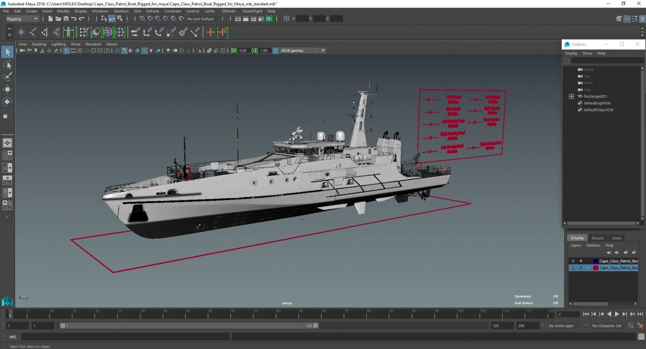 3D Cape Class Patrol Boat Rigged for Maya model