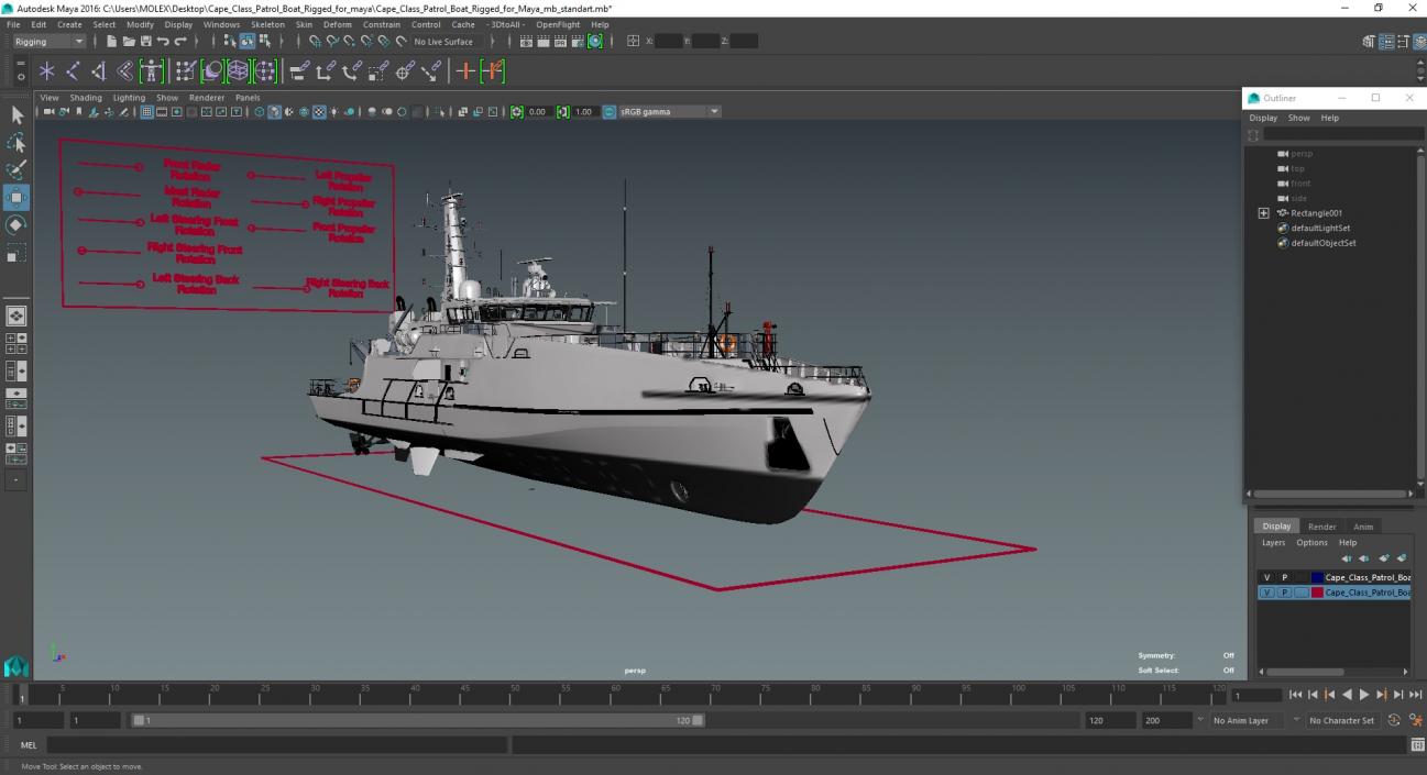 3D Cape Class Patrol Boat Rigged for Maya model