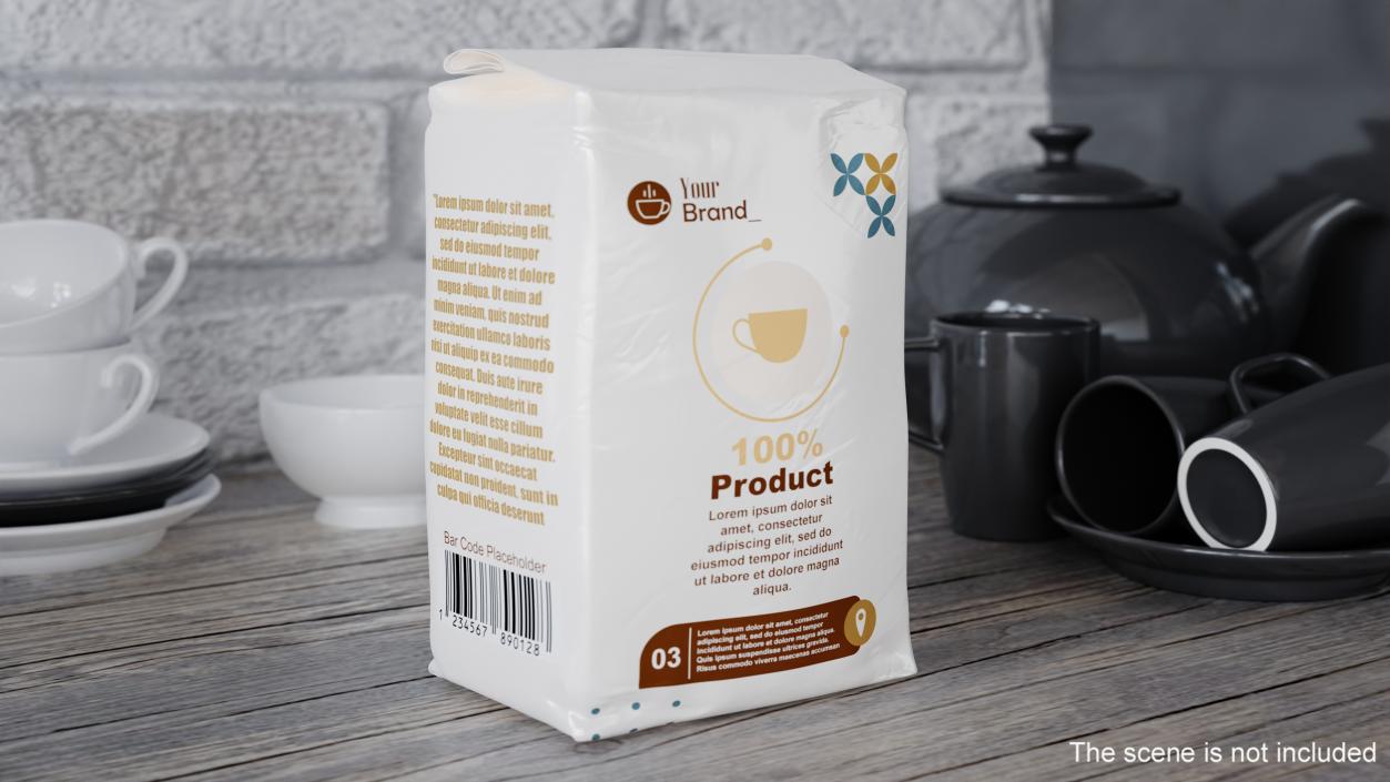 Foil Package 2lb Mockup Beige 3D model