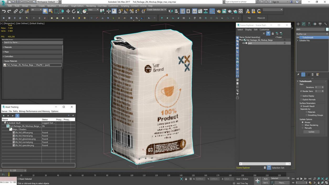 Foil Package 2lb Mockup Beige 3D model