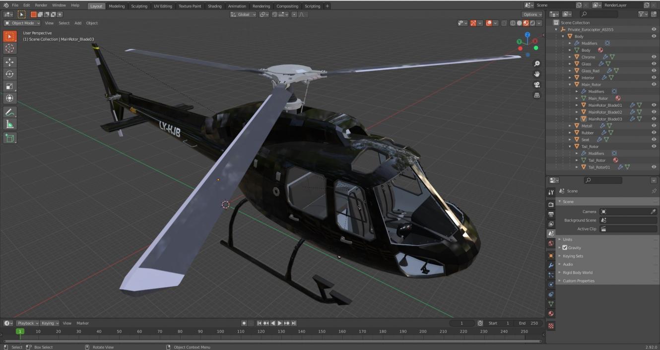 Private Eurocopter AS355 3D model