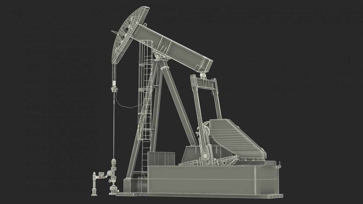 3D model Oil Well Pump Jack Rigged