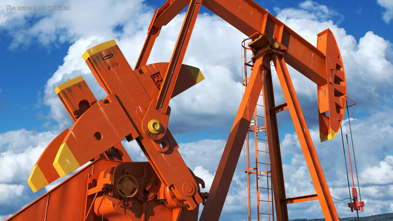 3D model Oil Well Pump Jack Rigged