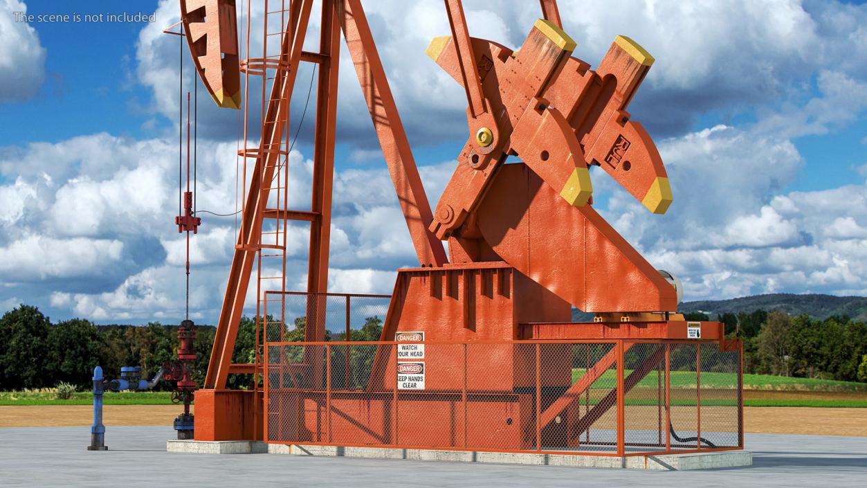 3D model Oil Well Pump Jack Rigged