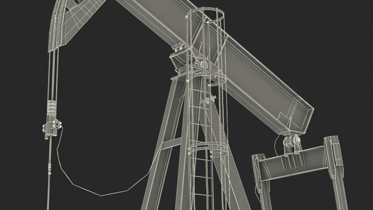 3D model Oil Well Pump Jack Rigged