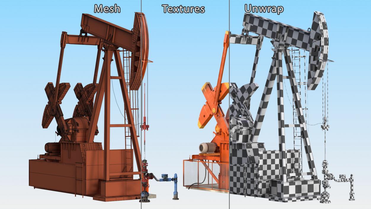 3D model Oil Well Pump Jack Rigged