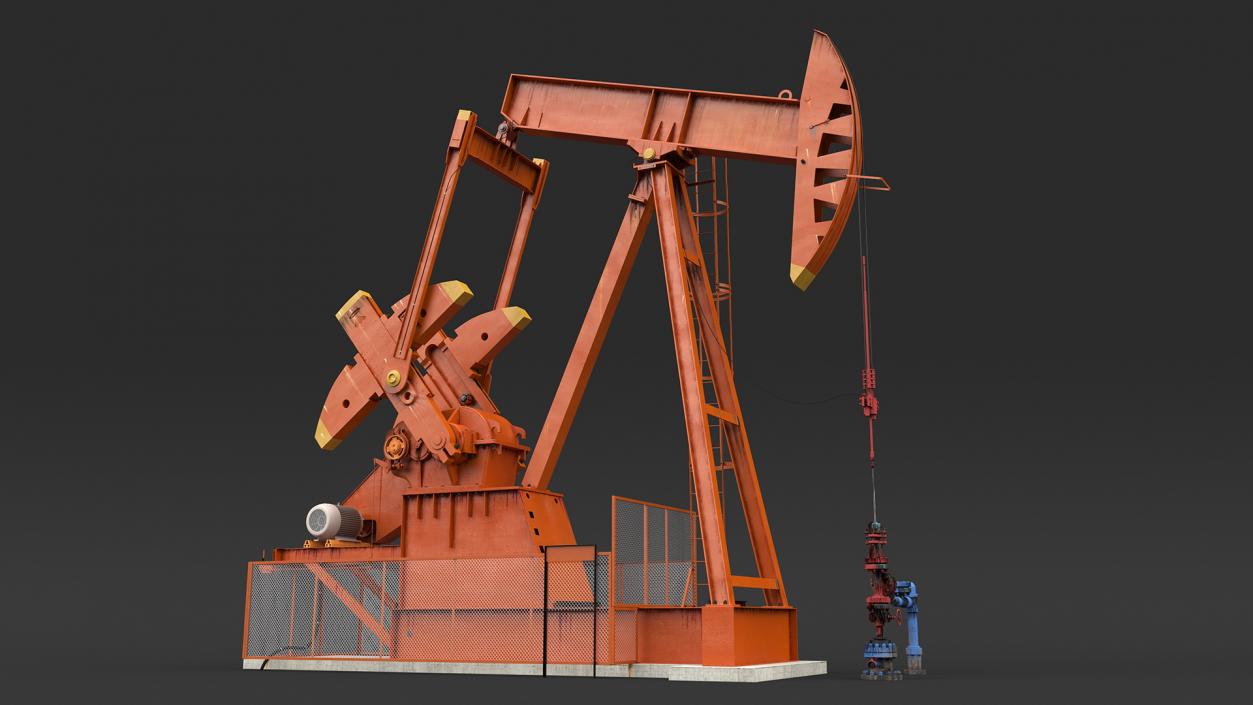 3D model Oil Well Pump Jack Rigged