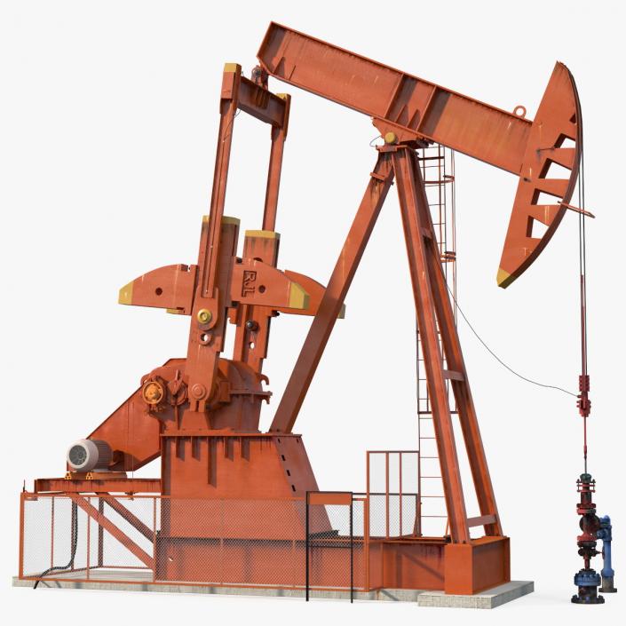 3D model Oil Well Pump Jack Rigged