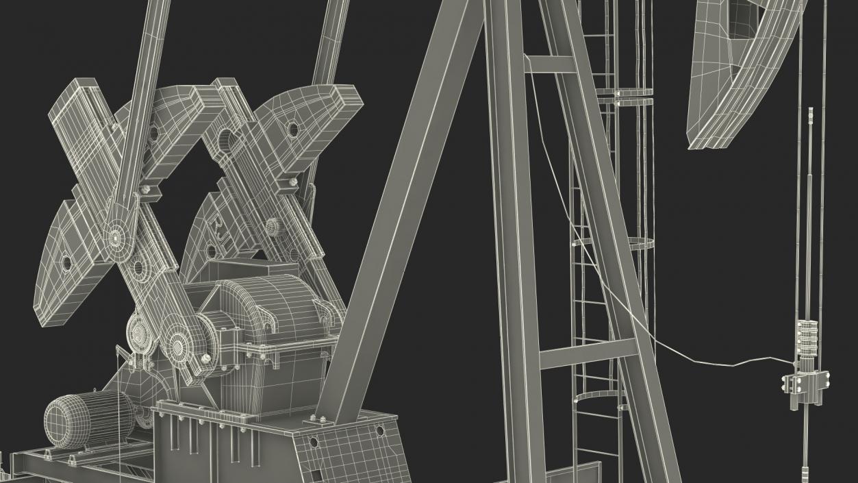 3D model Oil Well Pump Jack Rigged