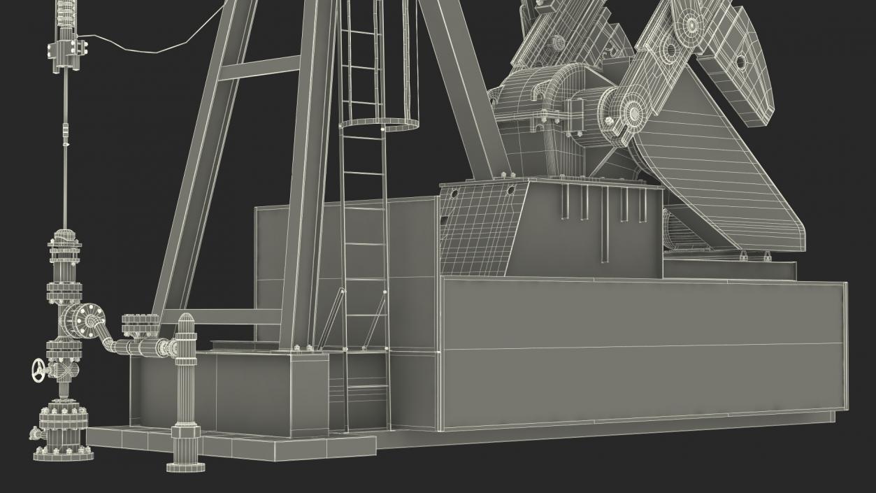 3D model Oil Well Pump Jack Rigged