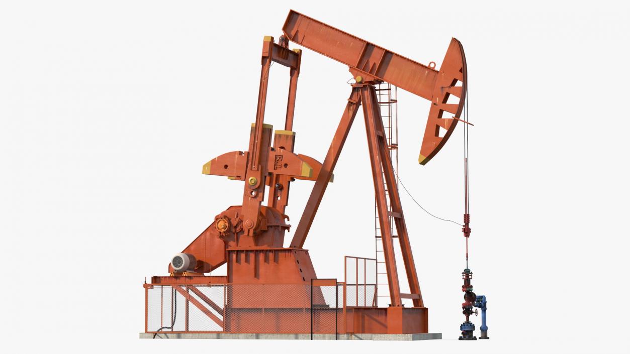 3D model Oil Well Pump Jack Rigged