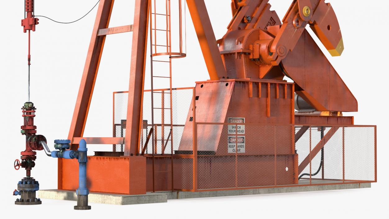 3D model Oil Well Pump Jack Rigged