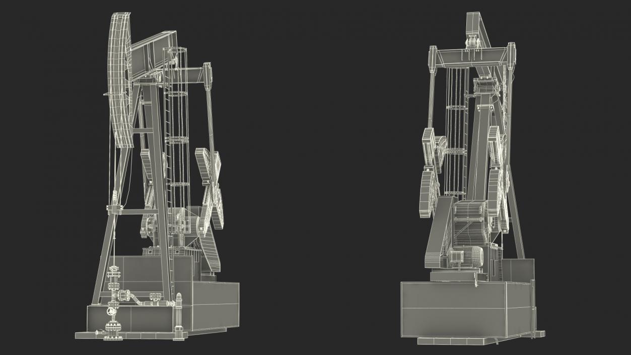 3D model Oil Well Pump Jack Rigged