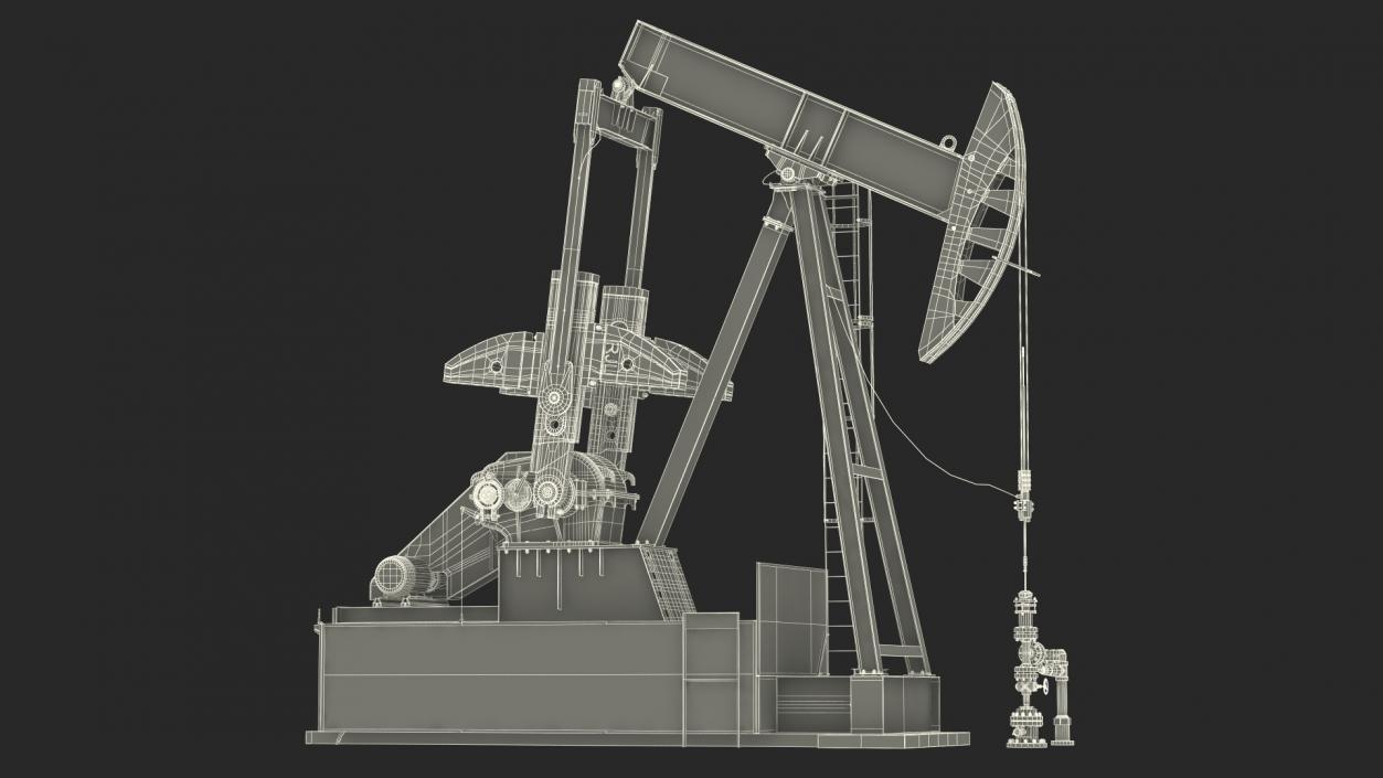 3D model Oil Well Pump Jack Rigged