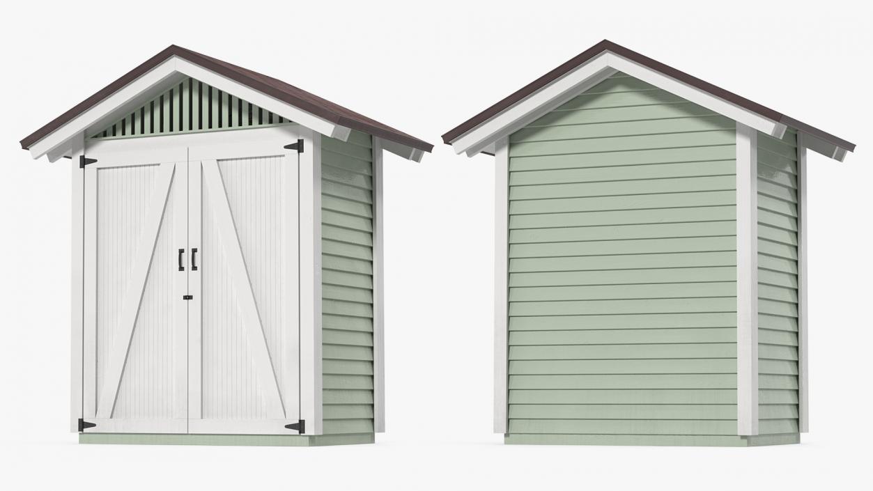 3D Wooden Vertical Storage Shed model