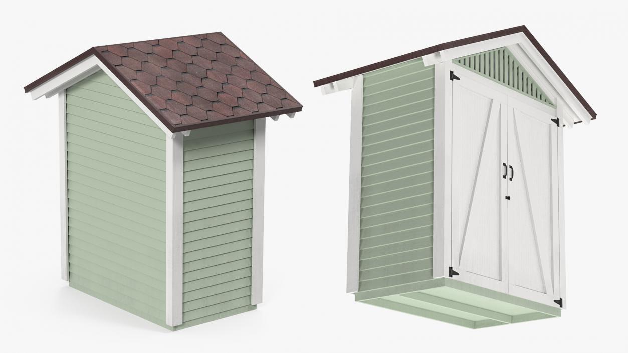 3D Wooden Vertical Storage Shed model