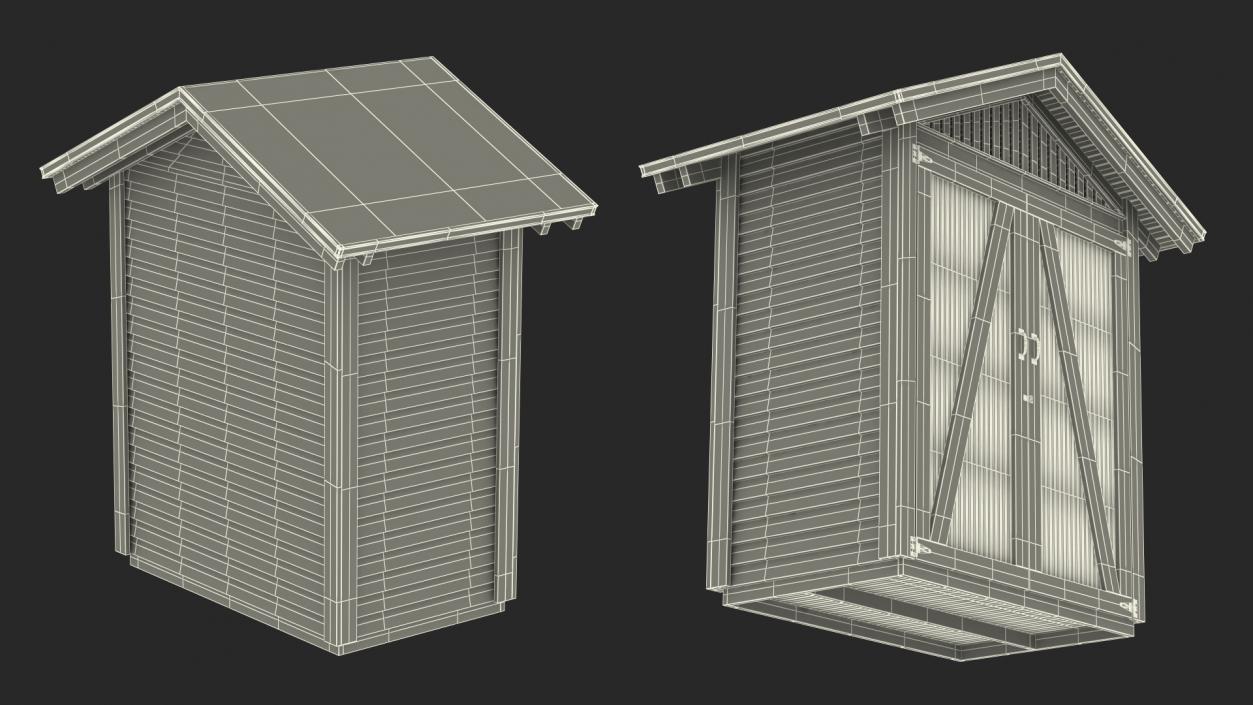 3D Wooden Vertical Storage Shed model