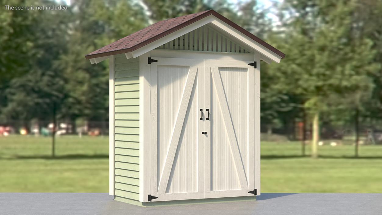 3D Wooden Vertical Storage Shed model