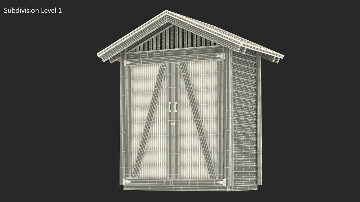 3D Wooden Vertical Storage Shed model