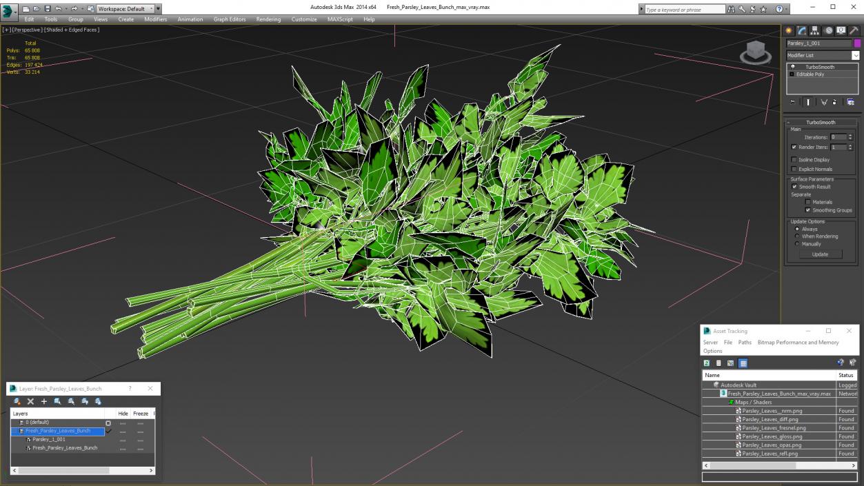 3D Fresh Parsley Leaves Bunch