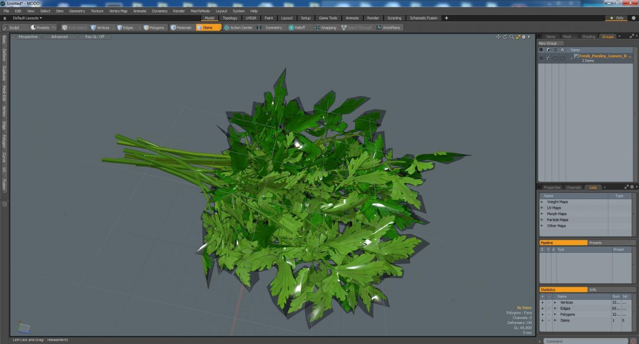 3D Fresh Parsley Leaves Bunch