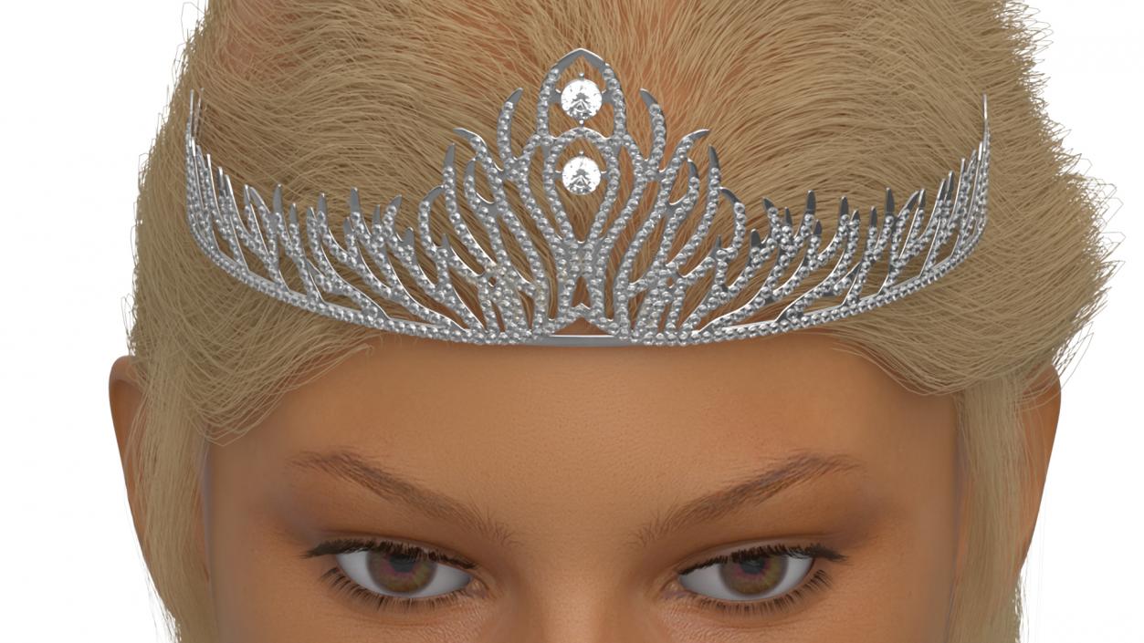 Female Head with Diadem Fur 3D