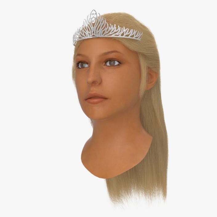 Female Head with Diadem Fur 3D