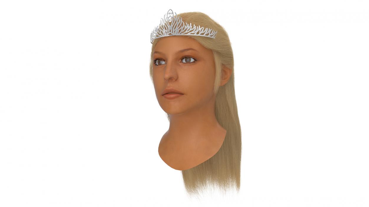 Female Head with Diadem Fur 3D