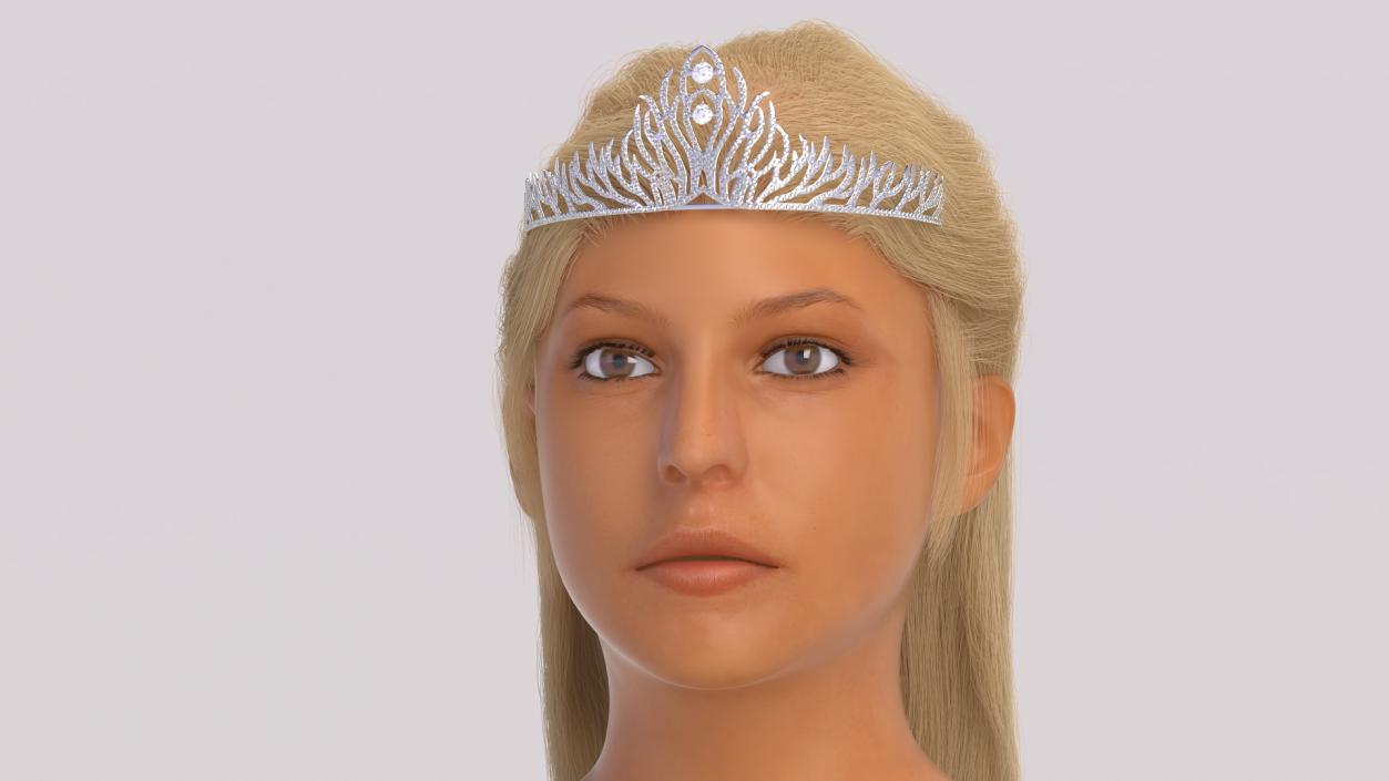 Female Head with Diadem Fur 3D