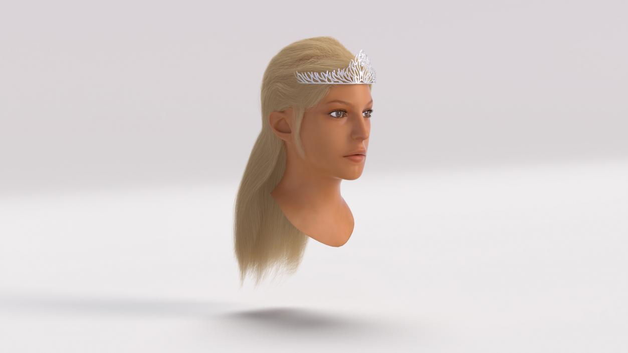 Female Head with Diadem Fur 3D