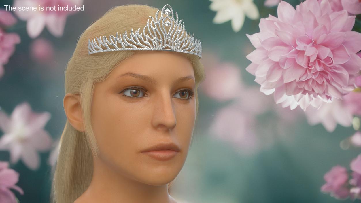 Female Head with Diadem Fur 3D