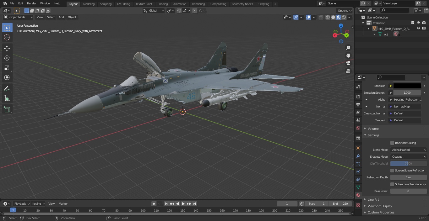 3D model MiG 29KR Fulcrum D Russian Navy with Armament