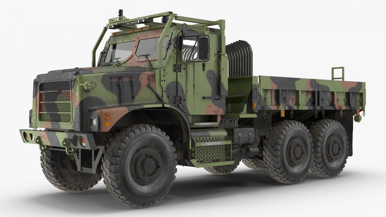 Military Medium Cargo Truck 6x6 Dusty 3D