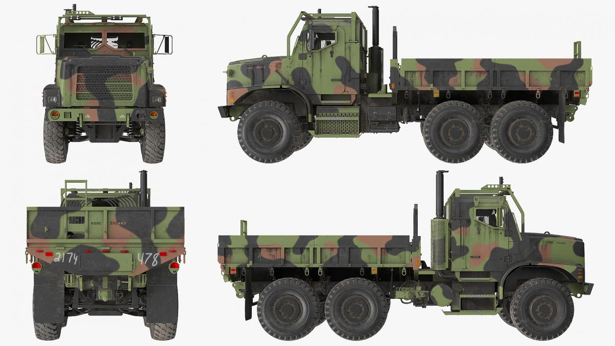 Military Medium Cargo Truck 6x6 Dusty 3D