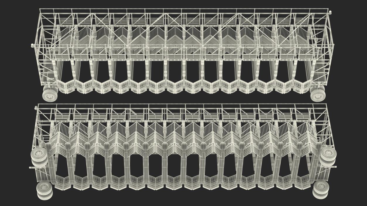 3D 14 Starting Stalls for Horse Racing Rigged for Maya